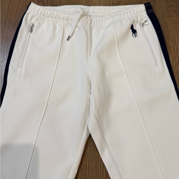 New RLX Ralph Lauren Logo horse Sweatpants Mens white Zip Pockets medium - Picture 6 of 10